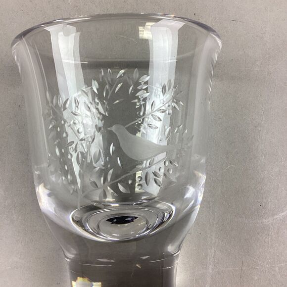 Kosta Art Glass Small Vase Etched Floral With Bird - 46914 - Signed - Picture 2 of 7